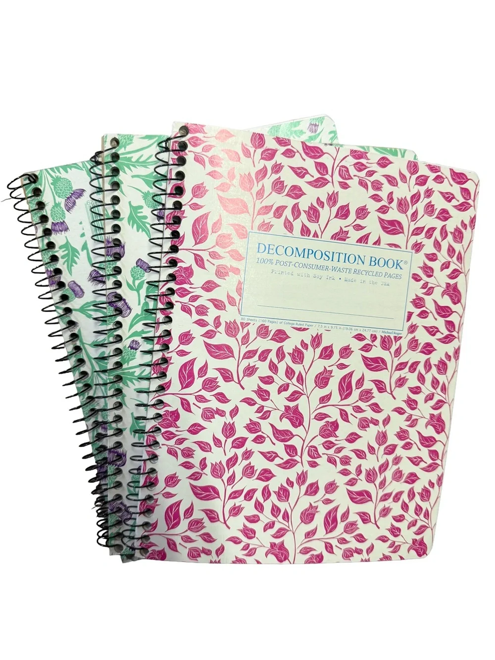 Decomposition Spiral Notebooks- Pink Leaf Pattern/ Floral Price is Firm 😉